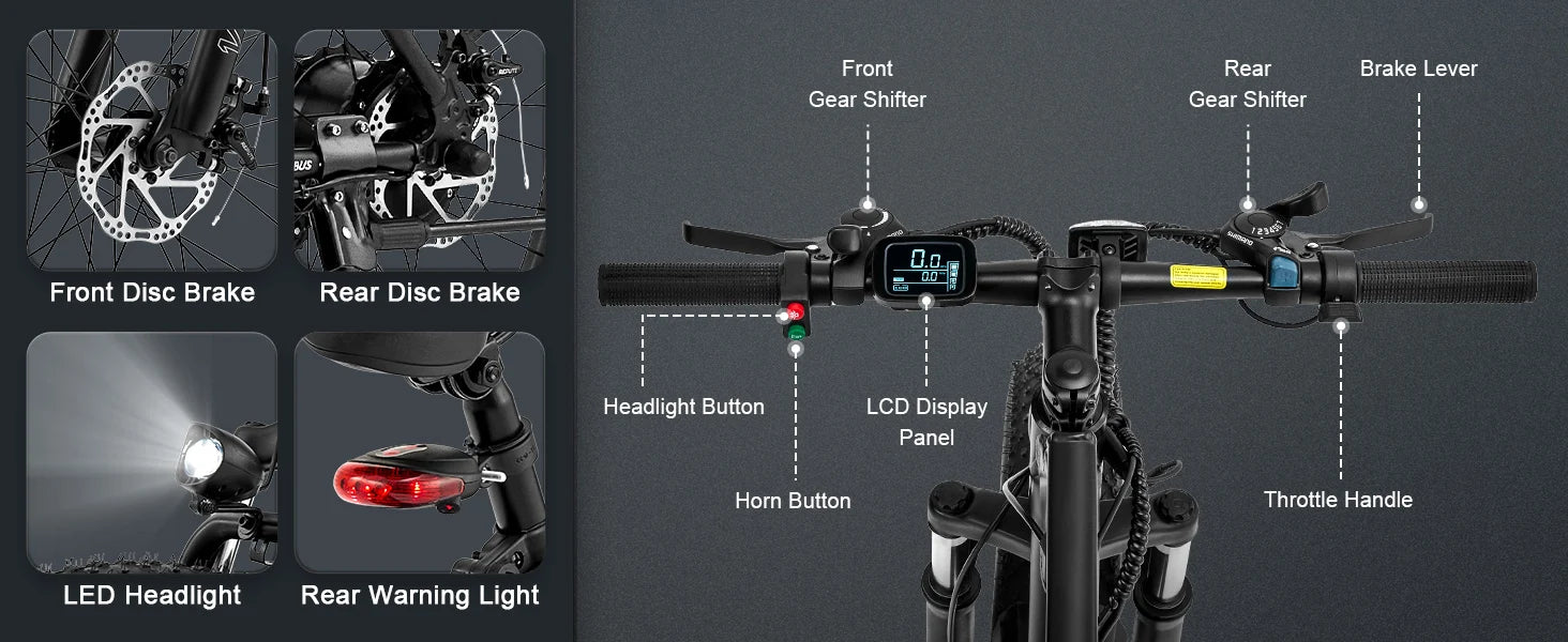 Viribus 500W Fat Tire Mountain E-Bike