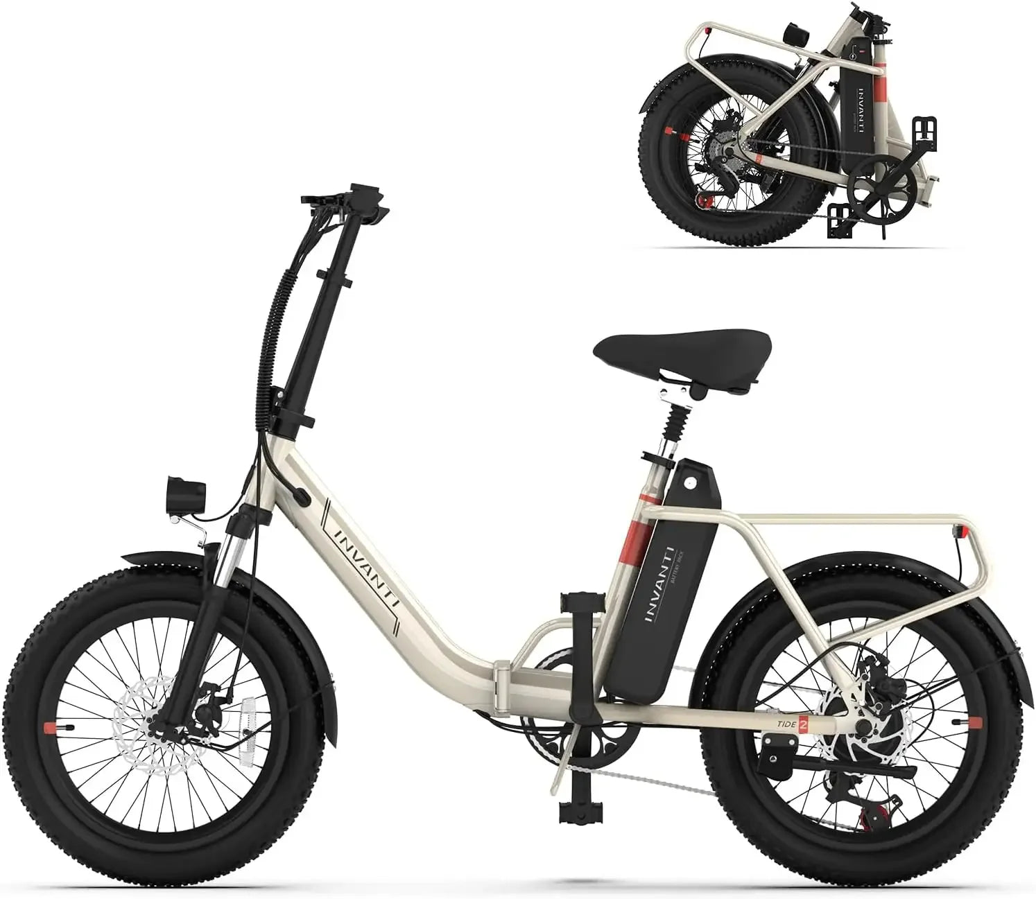 Ivanti 20" Fat Tire E Bike Folding Bike with Cargo Rack