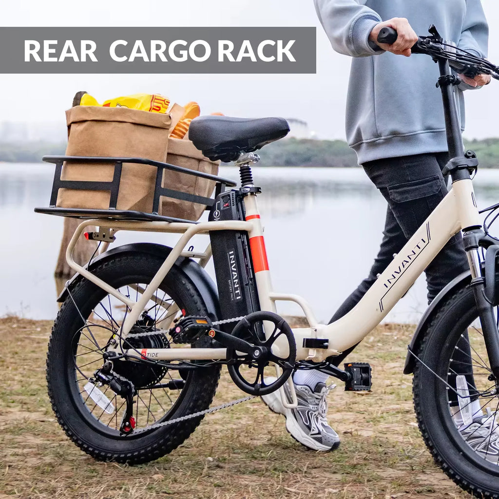 Ivanti 20" Fat Tire E Bike Folding Bike with Cargo Rack