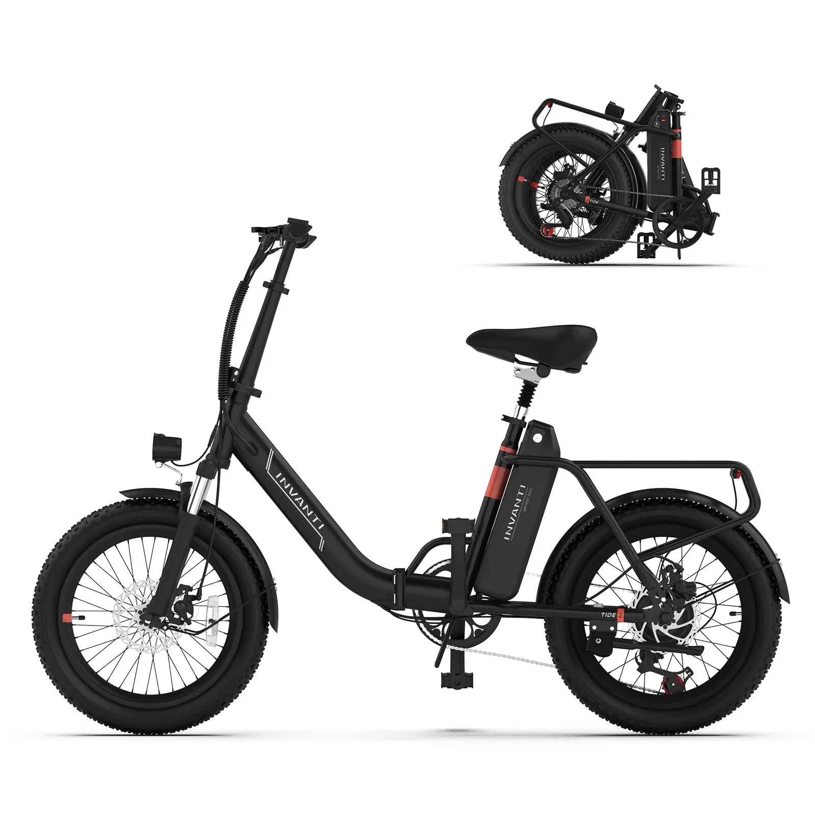 Ivanti 20" Fat Tire E Bike Folding Bike with Cargo Rack