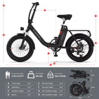 Ivanti 20" Fat Tire E Bike Folding Bike with Cargo Rack