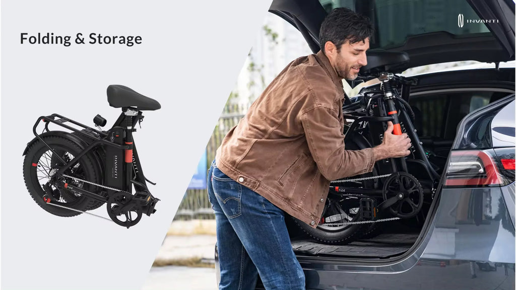 Ivanti 20" Fat Tire E Bike Folding Bike with Cargo Rack