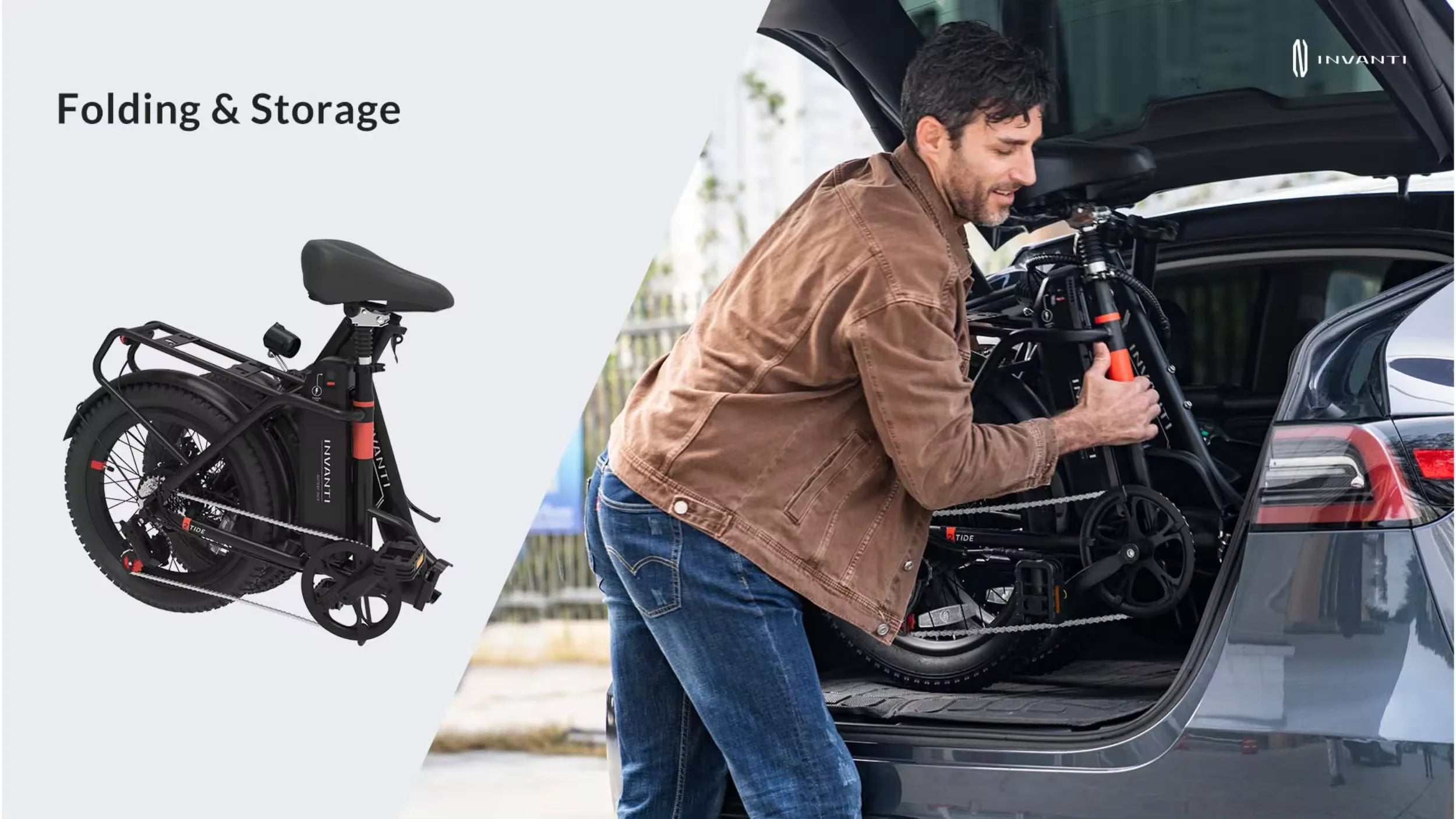 Ivanti 20" Fat Tire E Bike Folding Bike with Cargo Rack