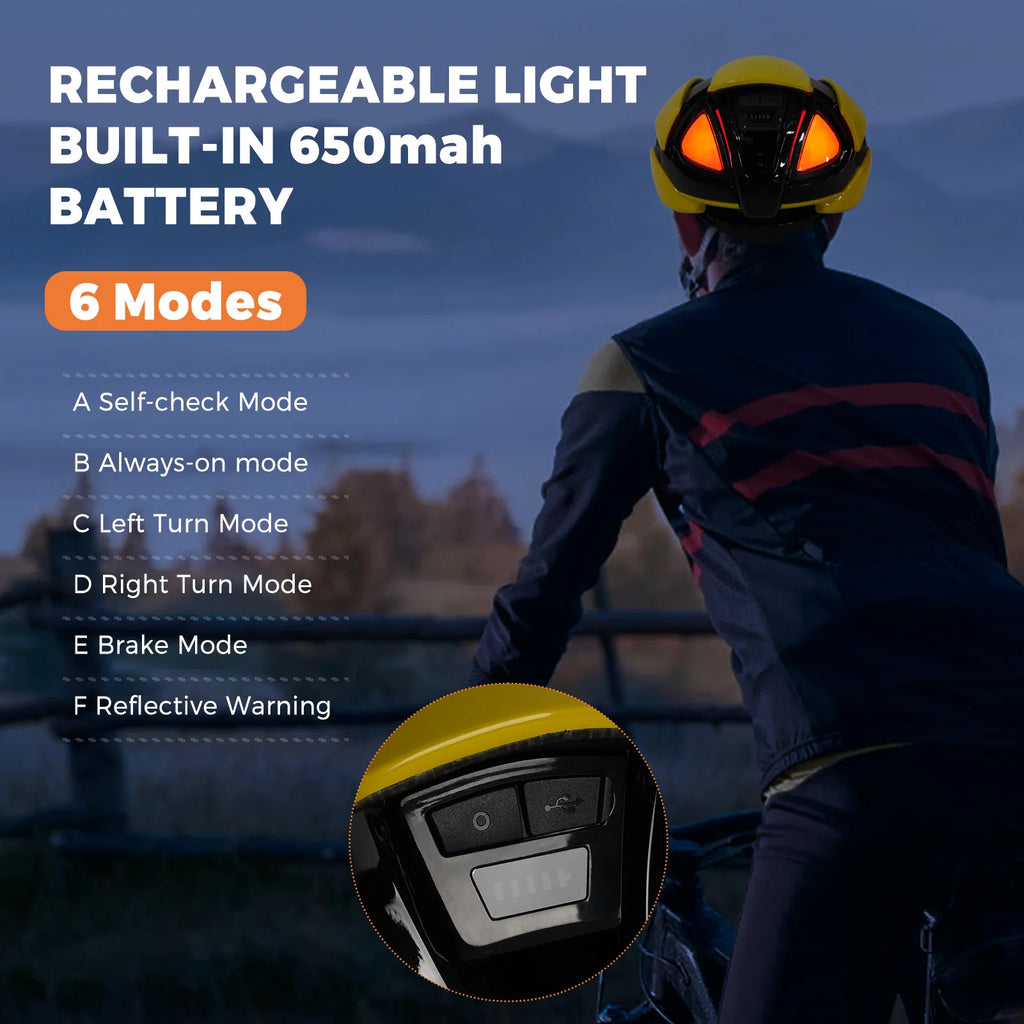 Smart Bike Helmet with Light for Night Riding