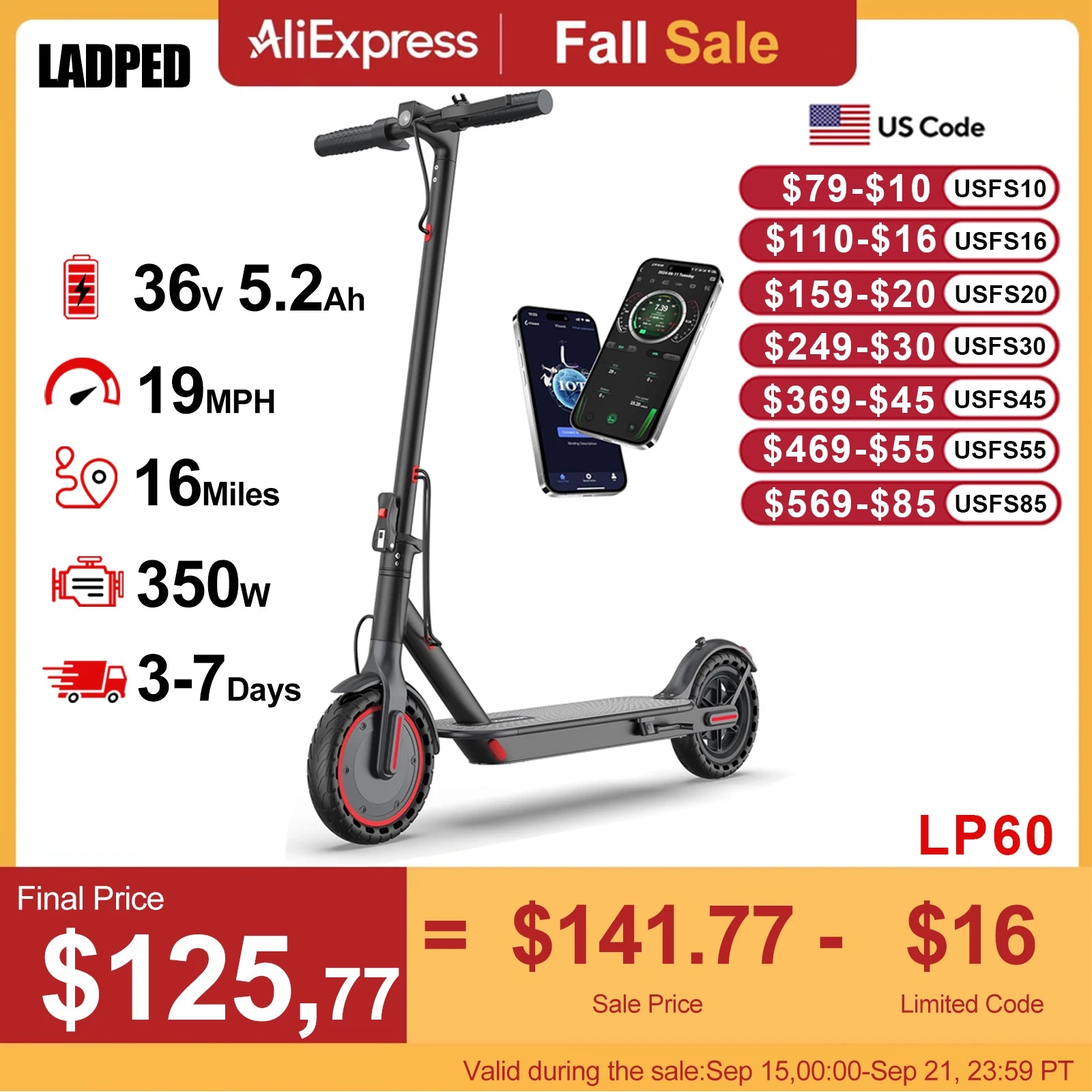 LP60 350W Adult Electric Scooter
