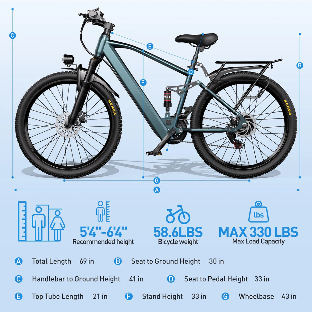 Kenda 500W Adult Electric Bike 24"/26"