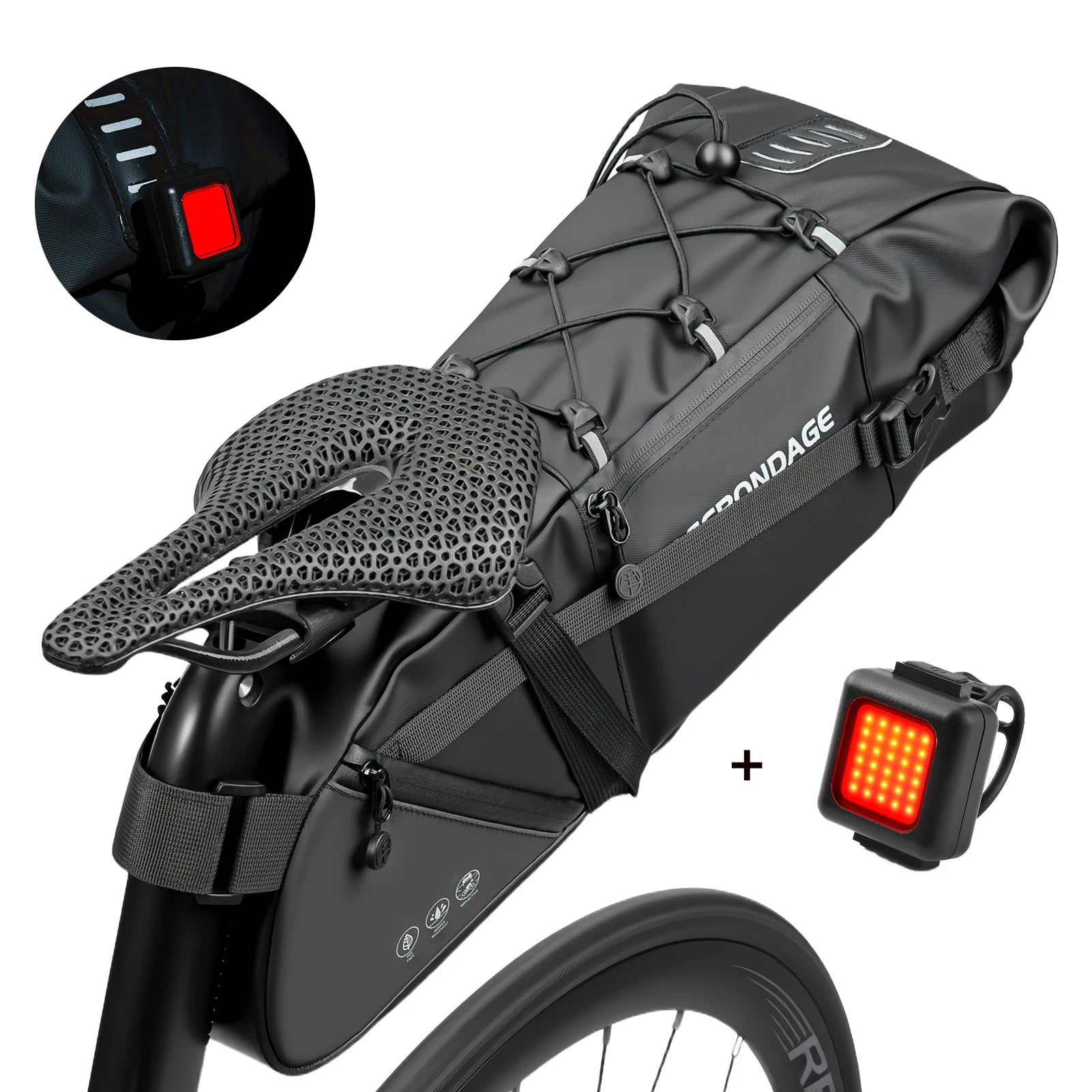 OFFBONDAGE 15L Waterproof Rear Saddle Bag for Cycling