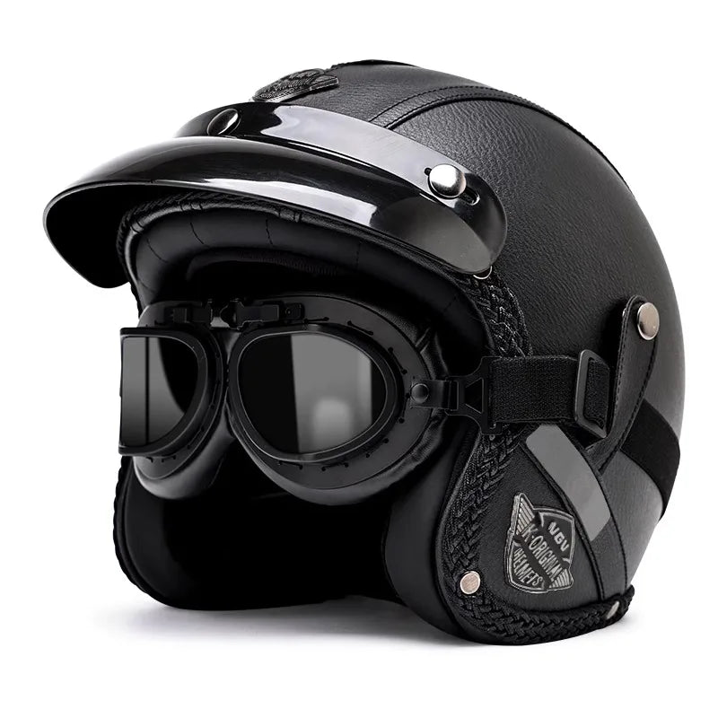 Retro motorcycle, electric scooter 3/4 helmet