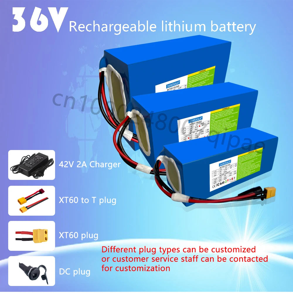 36V 18AH 15AH 12AH 9AH Rechargeable BMS Lithium Battery Pack