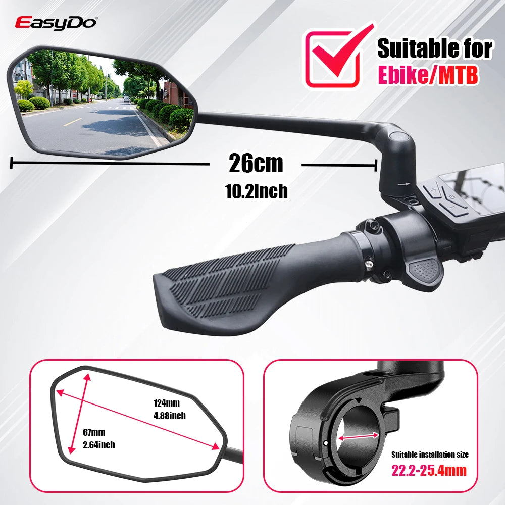 EasyDo 360° Rotatable Handlebar Mirror for Bikes & E-Bikes